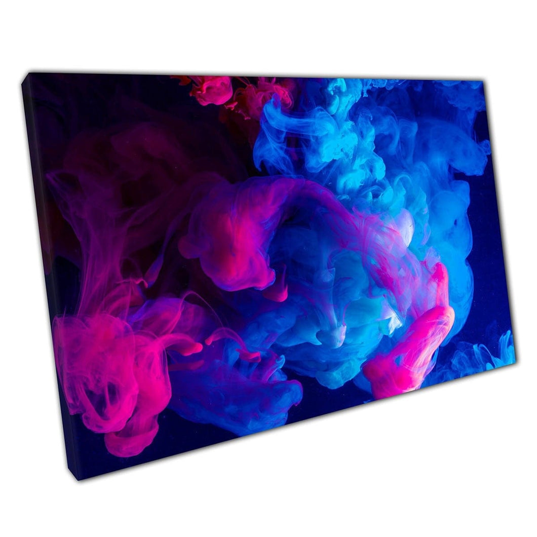 Vivido inchiostro blu e magenta che viene lasciato cadere in acqua vorticosa di arte artistica astratta stampa artistica artistica su tela stampare in tela montata