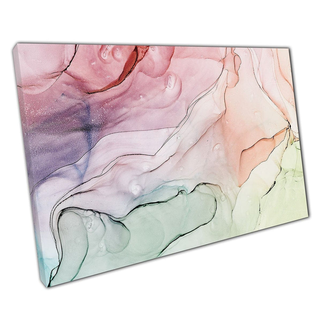 Alcohol And Ink Mixing Technique Abstract Free Flowing Colours Contemporary Wall Art Print On Canvas Mounted Canvas print