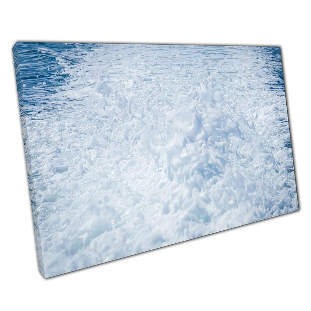Schiuma di mare soffice lasciata sulla scia di una barca stampe arte della parete per il movimento dell'acqua di vita marina su tela di tela