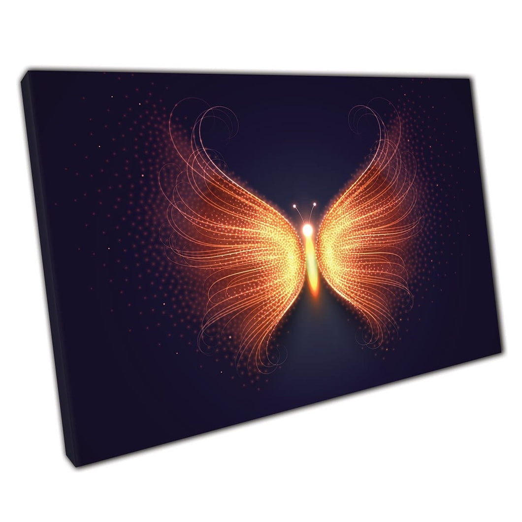 Magisch licht deeltjes vuurvlinder digitale kunst fantasy natuur muur kunst print op canvas gemonteerde canvas print