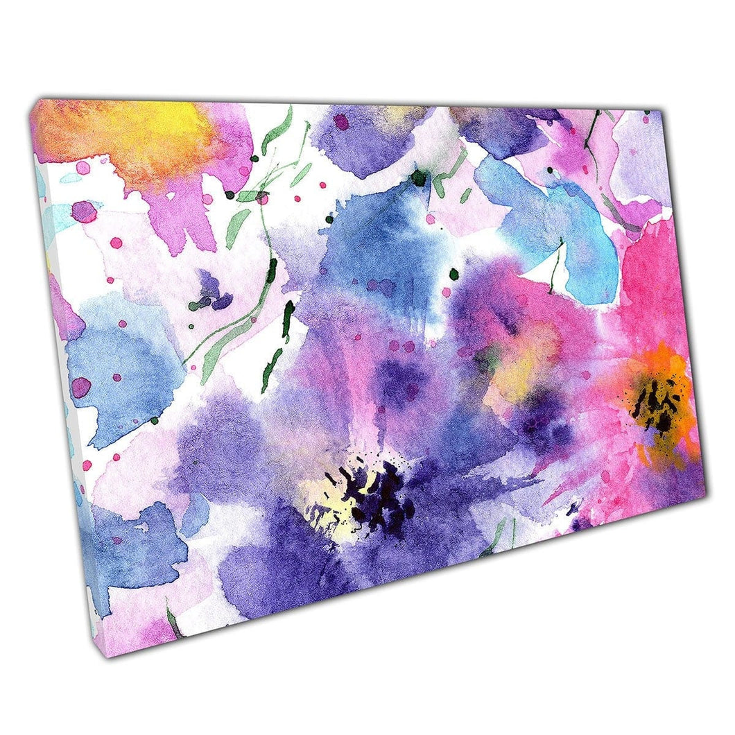 Mooie aquarel Abstract levendige bloemenbloemverf Splatter Painting Wall Art Print op canvas gemonteerde canvas print