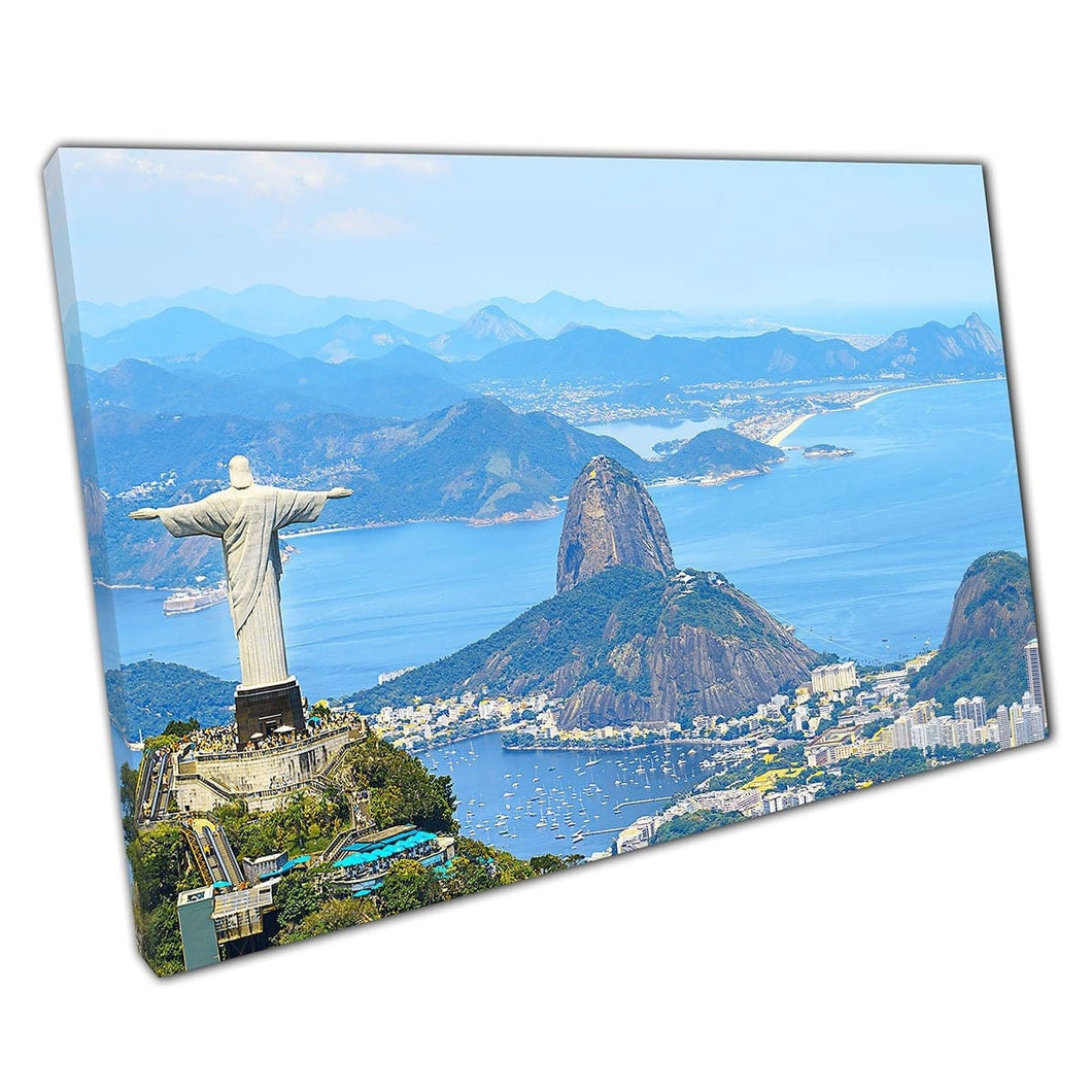 Rio de Janeiro Christ de Verlosser Corcovado Mountain Brazilië Latijns -Amerika Wall Art Print op canvas gemonteerde canvas print