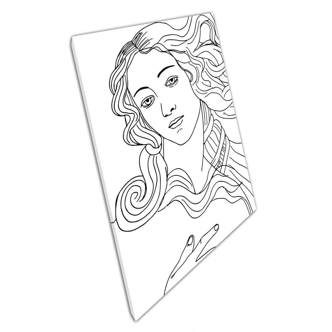 Godin Venus Geboorte van Venus Botticelli Grafische lijn Art Sketch Moderne minimalistische muurkunstafdruk op canvas gemonteerde canvas print