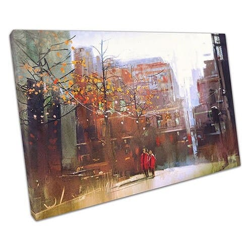 Afdrukken op canvas rood stel in de park canvas muurkunst klaar om muurwand te hangen afdrukken gemonteerd canvas print