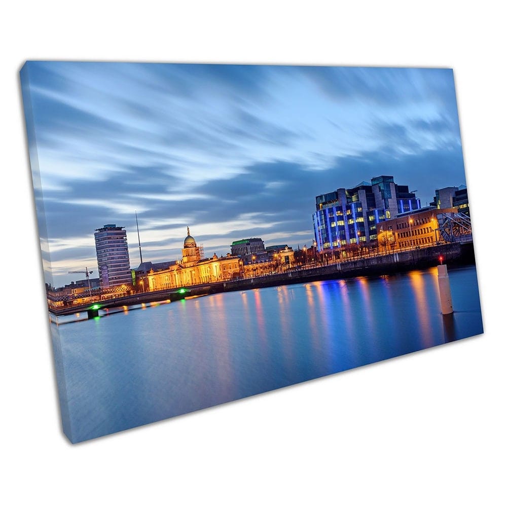 River Liffey Custom House City van Dublin Ireland klaar om muurwand te hangen afdrukken gemonteerde canvas print