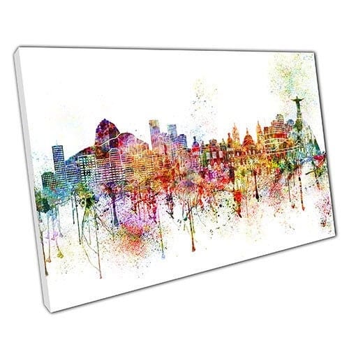 Print on Canvas Colourful Skyline landmarks Rio de Janeiro Brazil Wall Art Print Mounted Canvas print