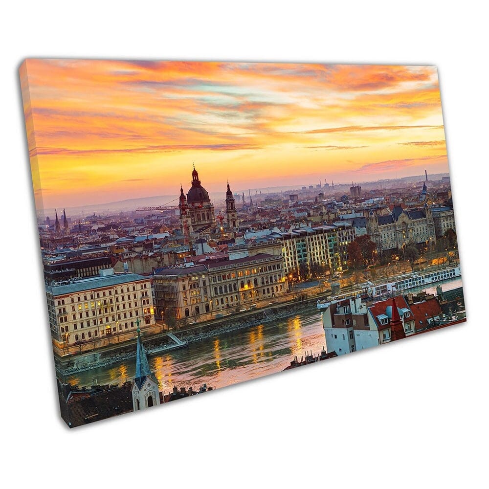 Uitzicht van Boedapest St Stephen Basilica Tsjechische Wall Art Print Mounted Canvas Print