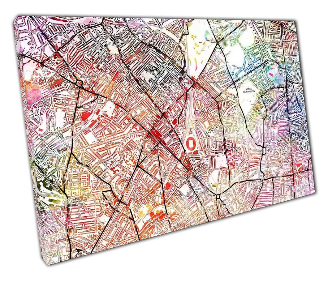 ARSENAL London Street Map names watercolour Ready to Hang Wall Art Print Mounted Canvas print