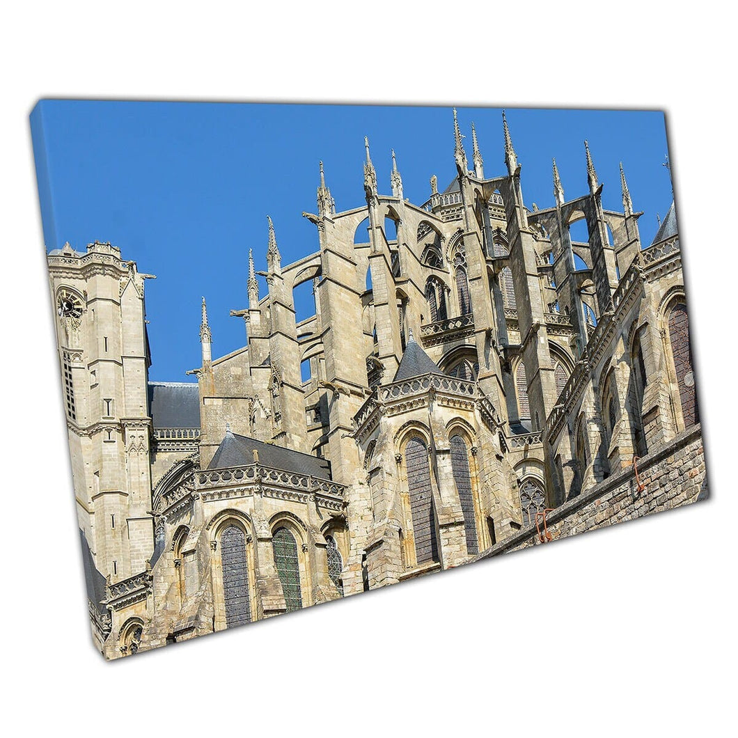 Kathedraal van Saint Julian bij Le Mans Sarthe Pays de la Loire France Architecture Wall Art Print op canvas gemonteerde canvas print