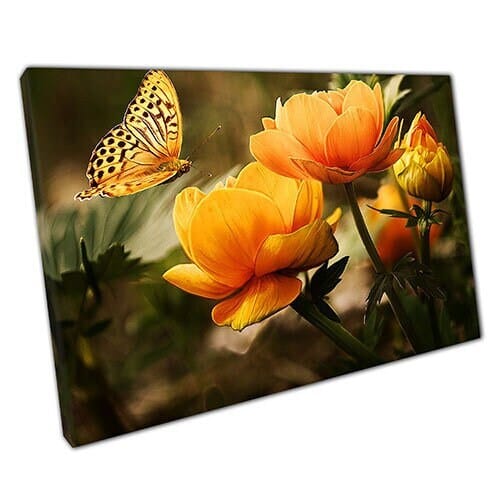 Afdrukken op canvas bloemen vlinder klaar om muurwand te hangen afdrukken gemonteerde canvas print