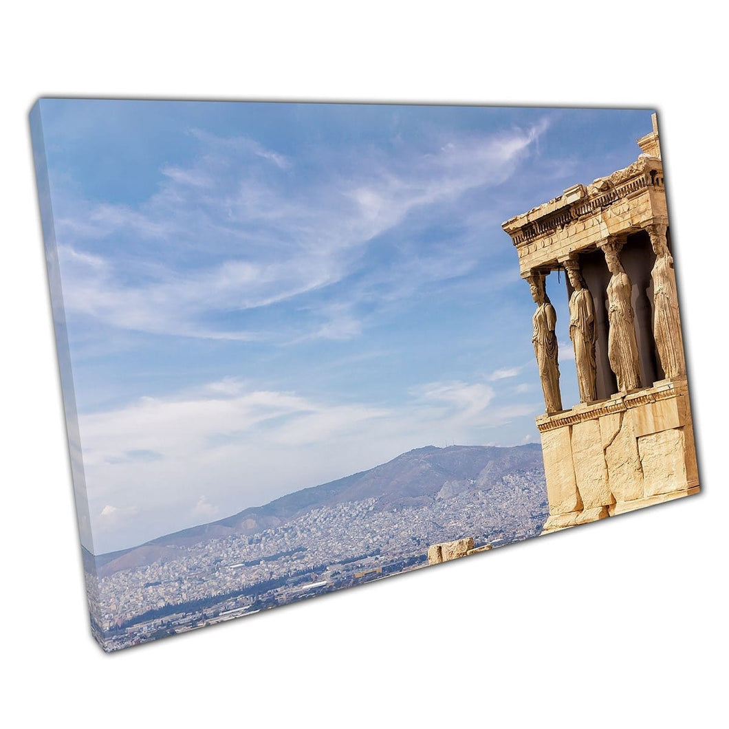 Rovine famose Ancient Stone Struttura di Atene Stampa di arte da parete in Grecia su tela di tela montata