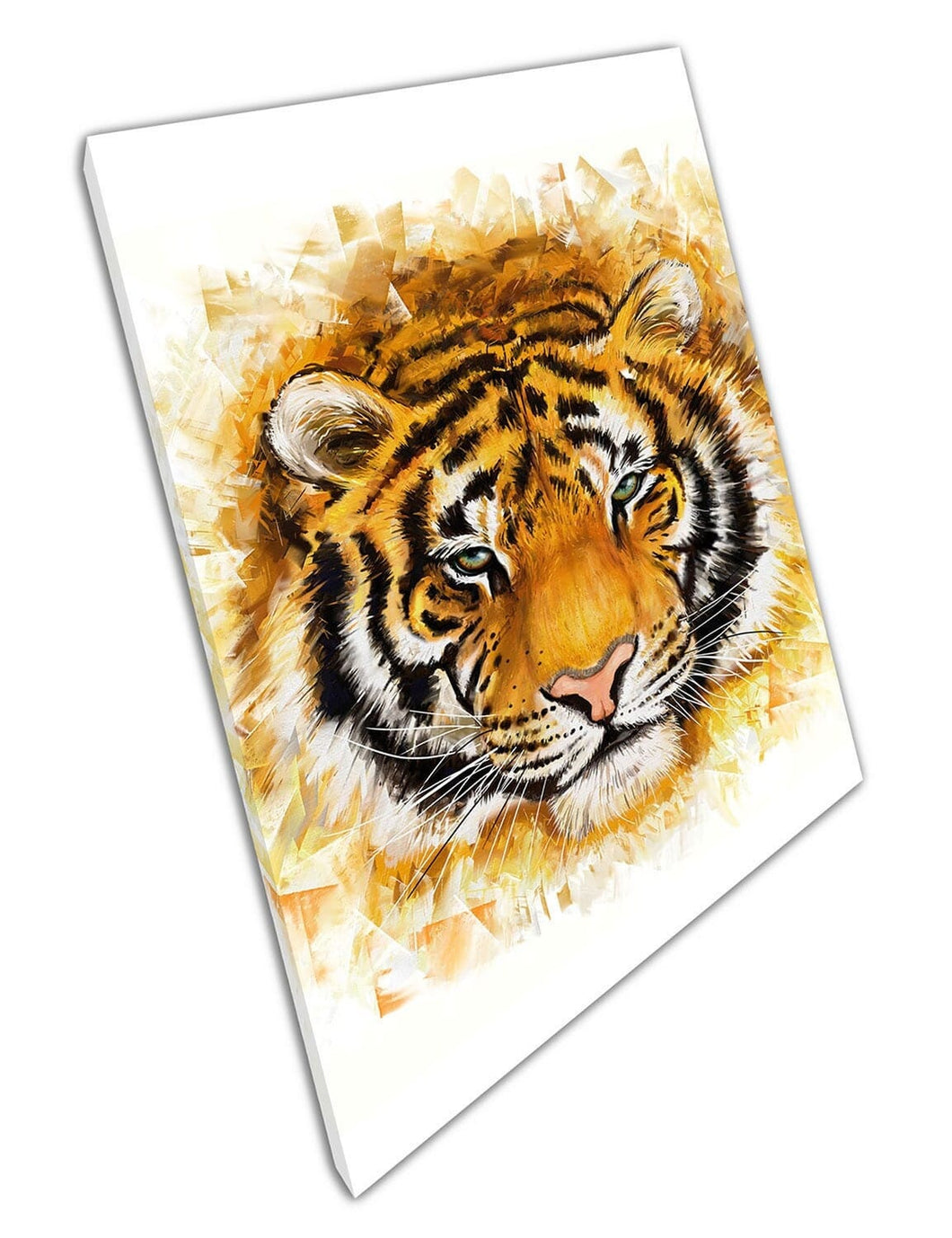 Yellow & Orange Tiger Print Animal Art Illustration ART klaar om muurwand te hangen Afdrukken gemonteerde canvas print