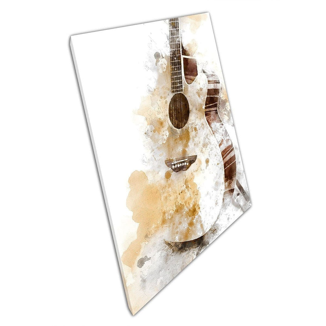 Abstract Watercolour Guitar Painting Wall Art Print On Canvas Mounted Canvas print
