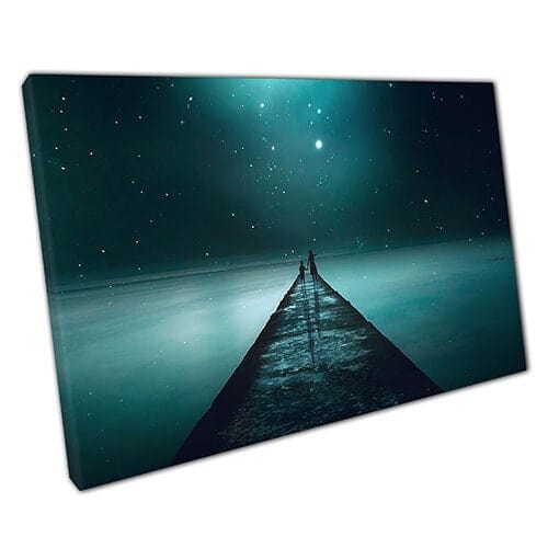 Stampa su tela Magical Night Sky riflesso nell'arte della parete d'acqua stampata in tela montata