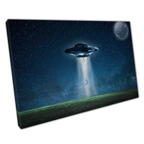 Afdrukken op canvas Alien Abduction Sci-Fi Art Ready to Hing Wall Art Print Mounted Canvas Print