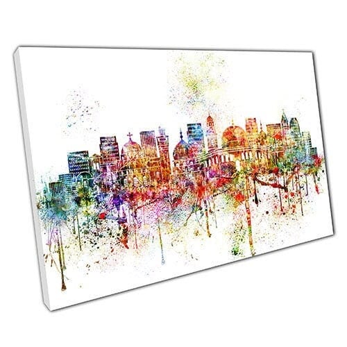 Print on Canvas Colourful Skyline landmarks JERUSALEM Wall Art Print Mounted Canvas print