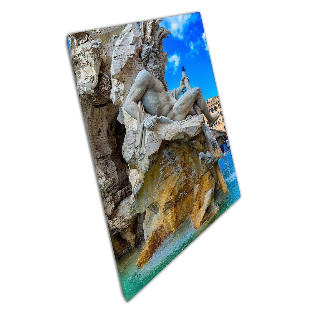 Fountain of the Four Rivers (Fontana Dei Quattro Fiumi) Beroemde bezienswaardigheden Rome Rome Italië Wall Art Print op canvas gemonteerde canvas print