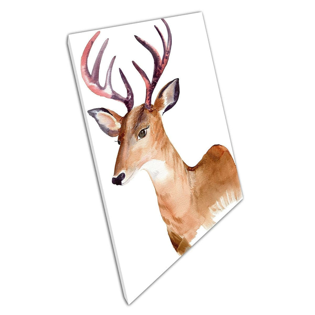 Herten hert bos Wildland Wildlife Tekst aquarel borstel Stroke Painting Wall Art Print op canvas gemonteerde canvas print