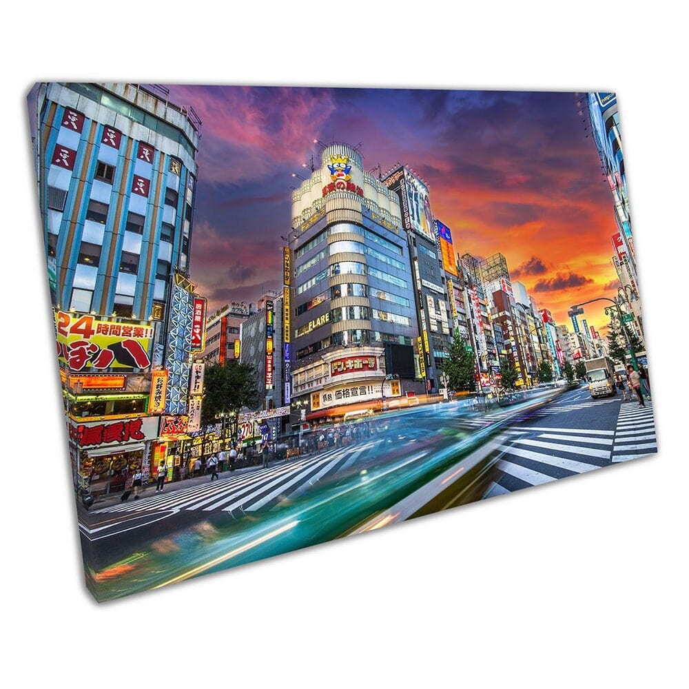 Reclame -borden van de stad Street in de Japanse canvas wall art print gemonteerde canvas print van Tokyo City Japan