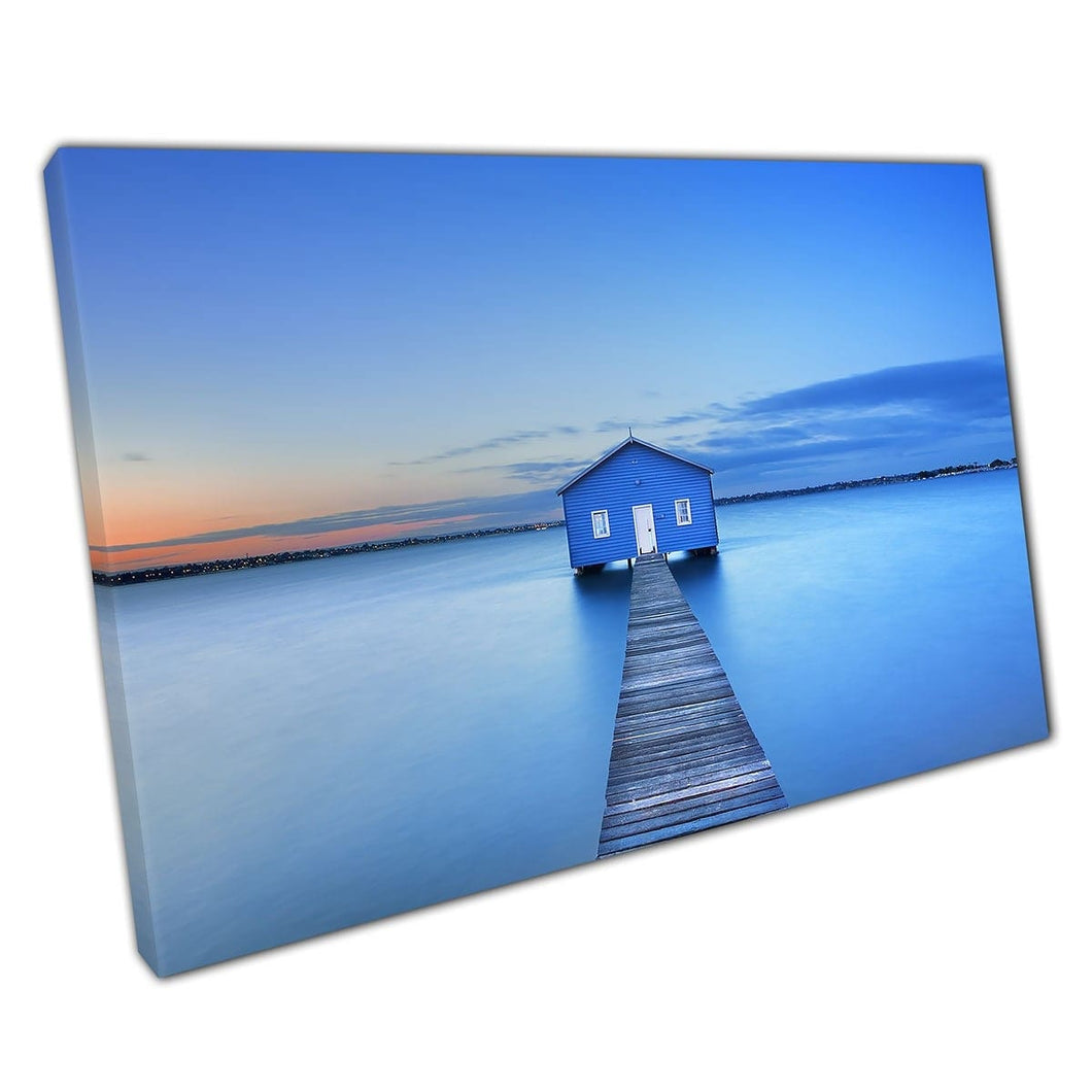 Sunrise su Matilda Bay Boathouse Swan River Perth Australia Western Wall Art Print su tela di tela montata