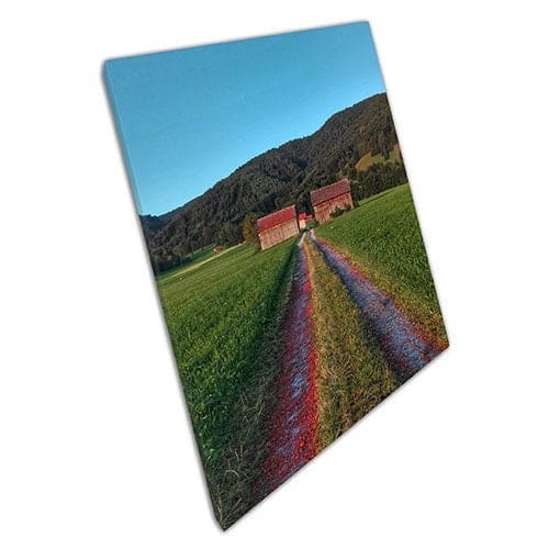 Print on Canvas Secluded Barn Yard Field in Mountains Ready to Hang Wall Art Print Mounted Canvas print