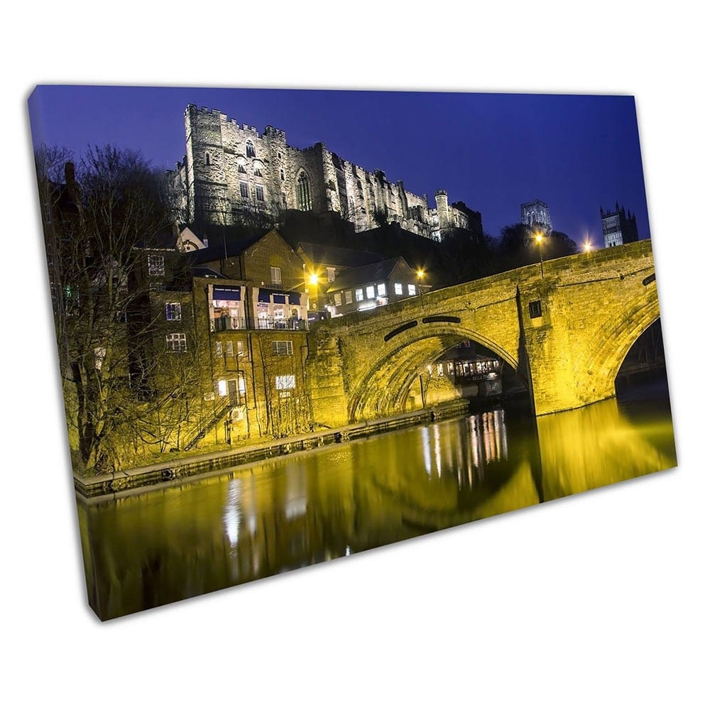 Stad Durham Cathedral & Norman Durham Castle River Wear Ready To Hing Wall Art Print Mounted Canvas Print