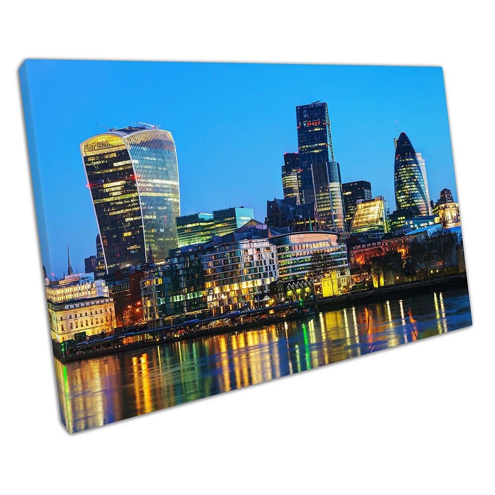 Blue Sky Financial District De stad London klaar om canvas muur kunst te hangen, monteerde canvas print