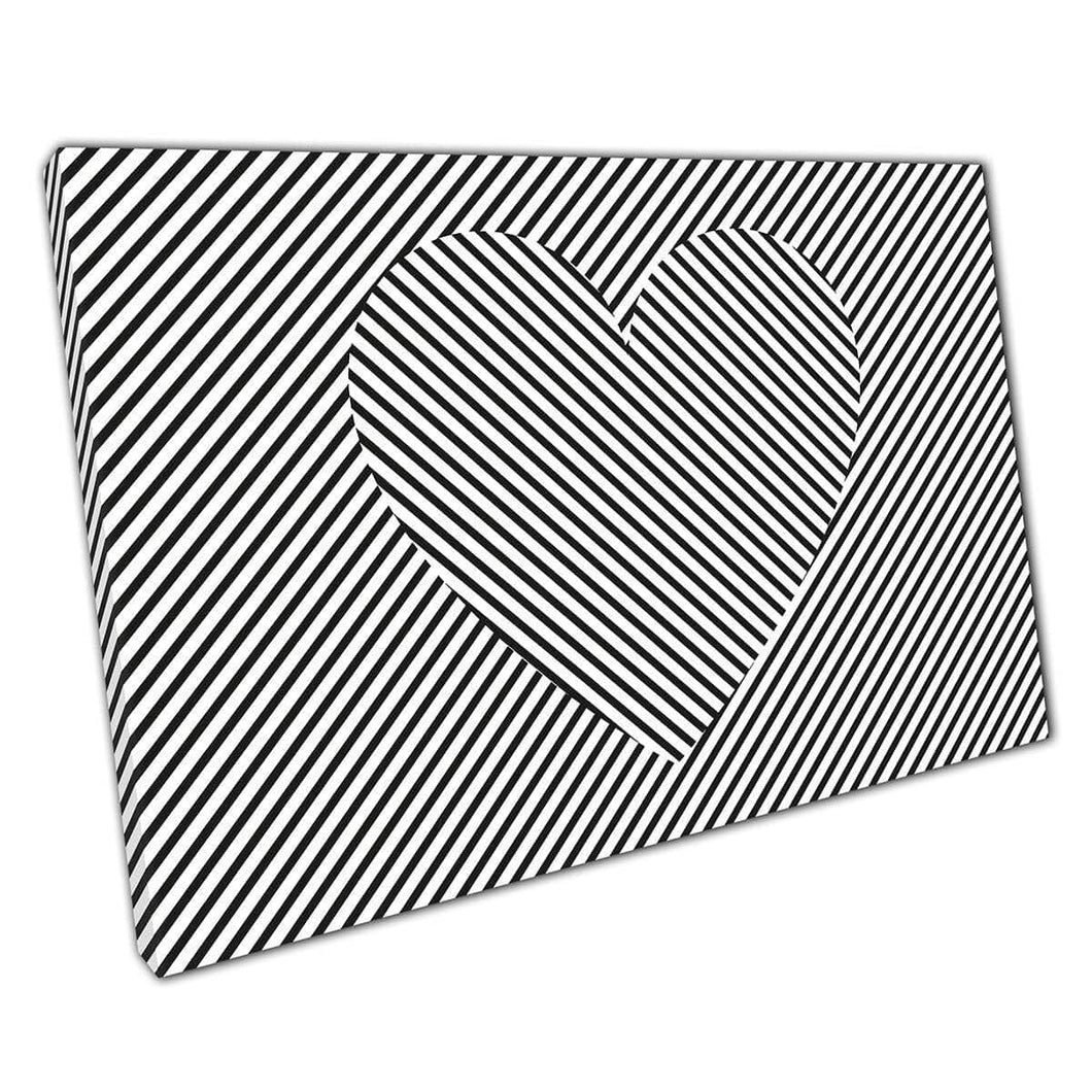 Digital Abstract Optical Illusion Diagonal Line Abstract Love Heart Modern Artwork Wall Art Print On Canvas Mounted Canvas print