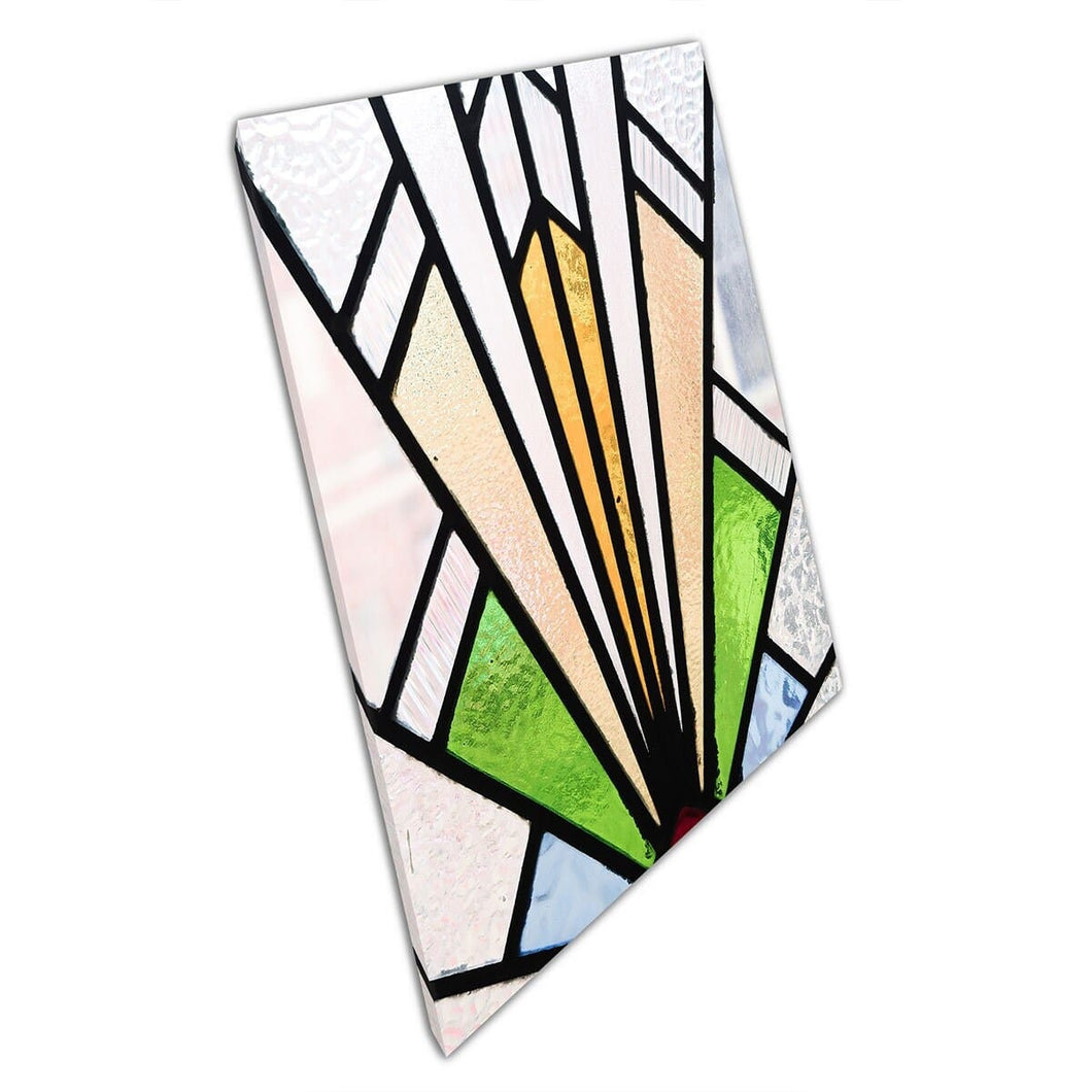 Helder gedetailleerde Art Deco 1920's thema gebrandschilderd glasstijl Wall Art Print op canvas gemonteerde canvas print