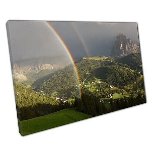Print on Canvas Double Rainbow Austria Ready to Hang Wall Art Print Mounted Canvas print
