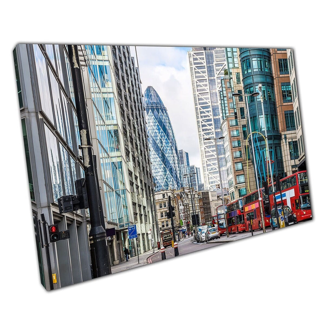 Stad Street View Liverpool Street Station London Modern CityScape Photography Wall Art Print op canvas gemonteerde canvas print