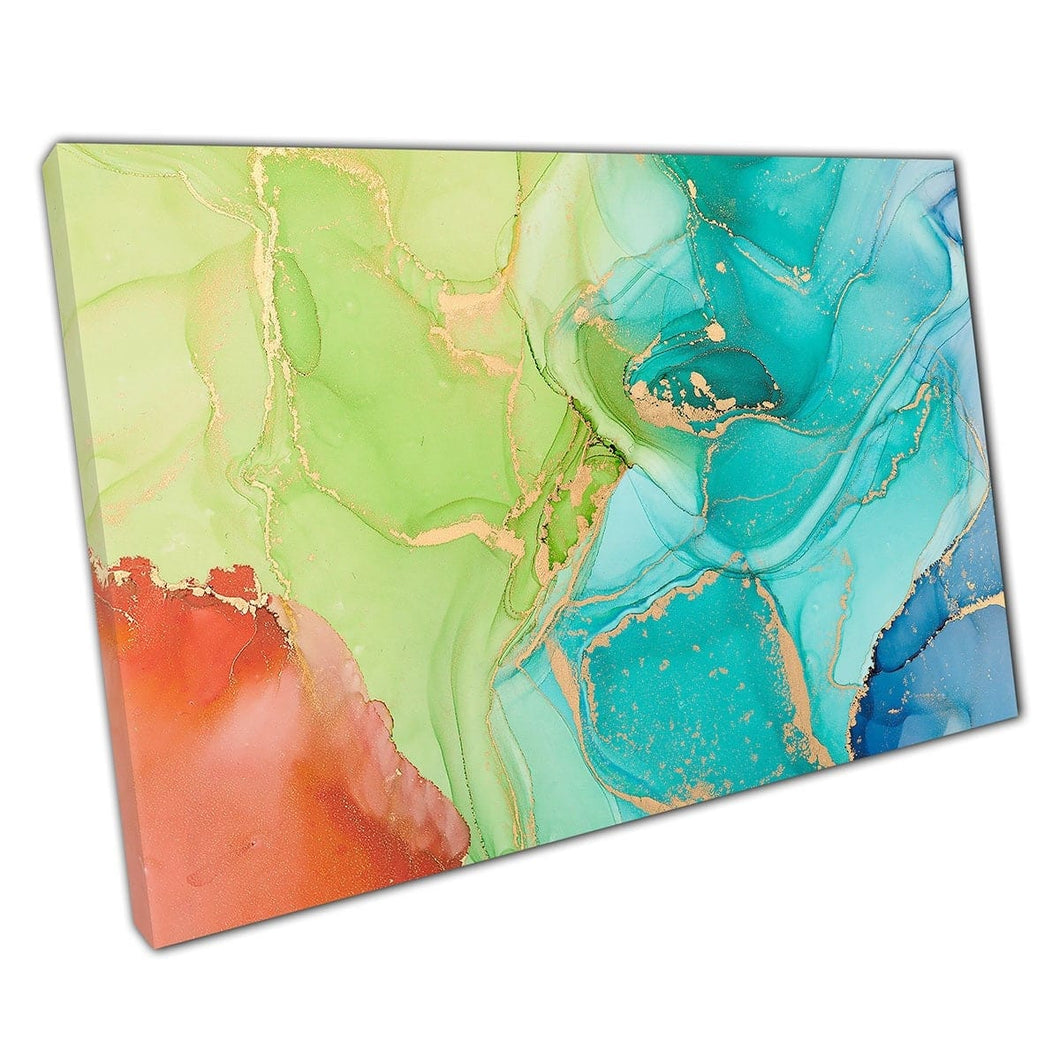 Free Flowing Smooth Abstract Fluid Colours Alcohol Ink Technique Reaction Modern Wall Art Print On Canvas Mounted Canvas print