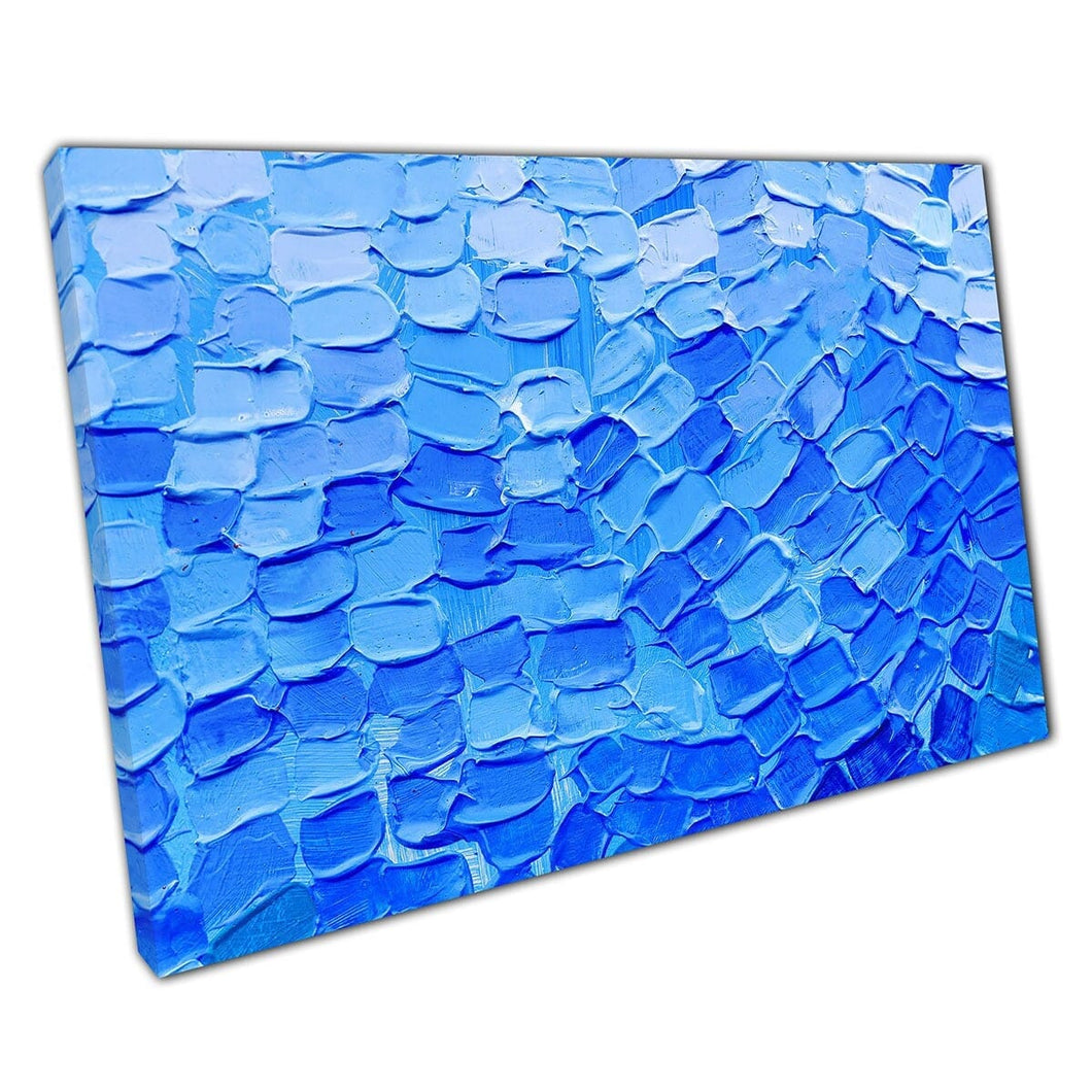 Multiple Tones Of Blue Textured Style Scale-Like Marine Abstract Art Wall Art Print On Canvas Mounted Canvas print