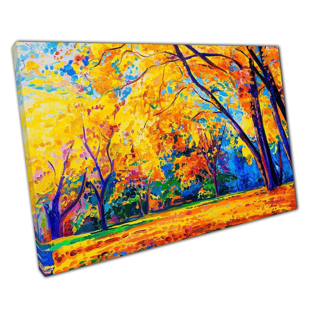 Kleurrijk abstract bos bos schilderen Wall Art Print op canvas gemonteerde canvas print