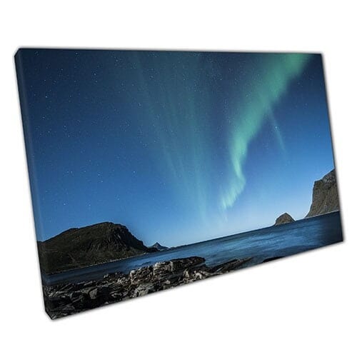 Afdrukken op canvas aurora borealis op zee klaar om muurwand te hangen afdrukken gemonteerde canvas print
