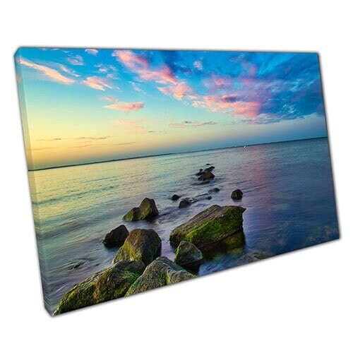 Print on Canvas Rocks Leading to Vast Open Sea Water Wall Art Print Mounted Canvas print