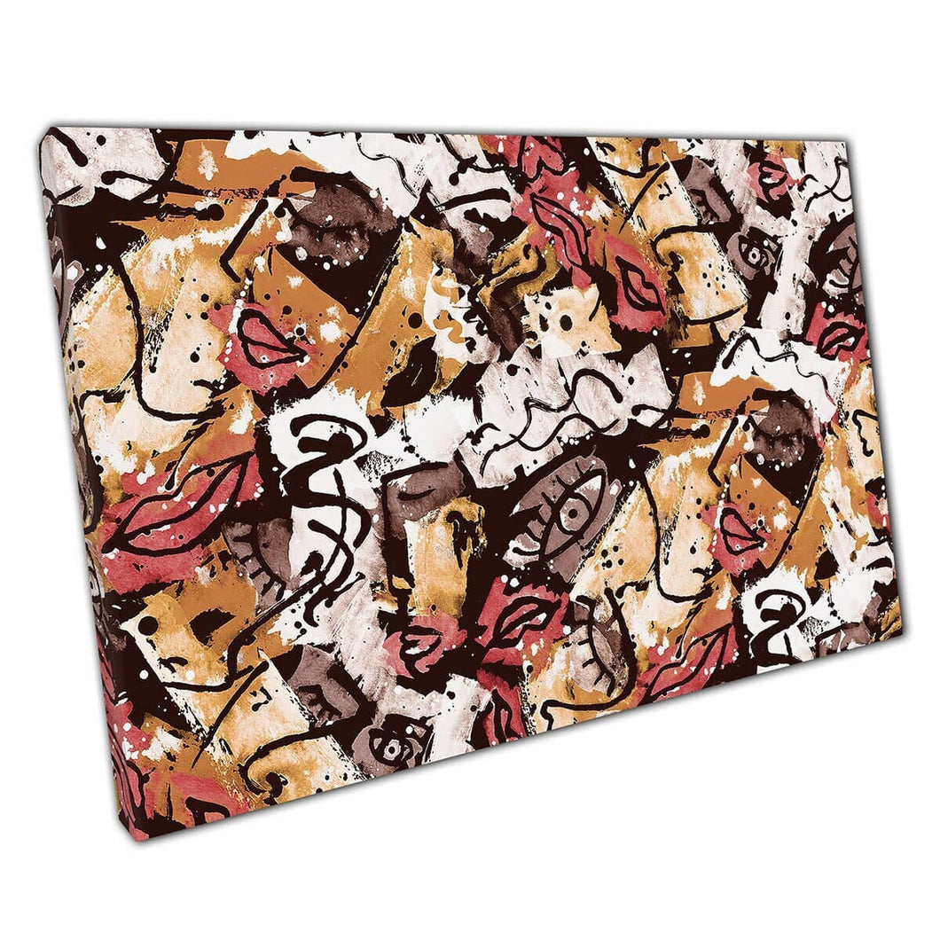 Abstract Watercolour Camouflage Textured Grunge Illustrated Contemporary Pattern Wall Art Print On Canvas Mounted Canvas print