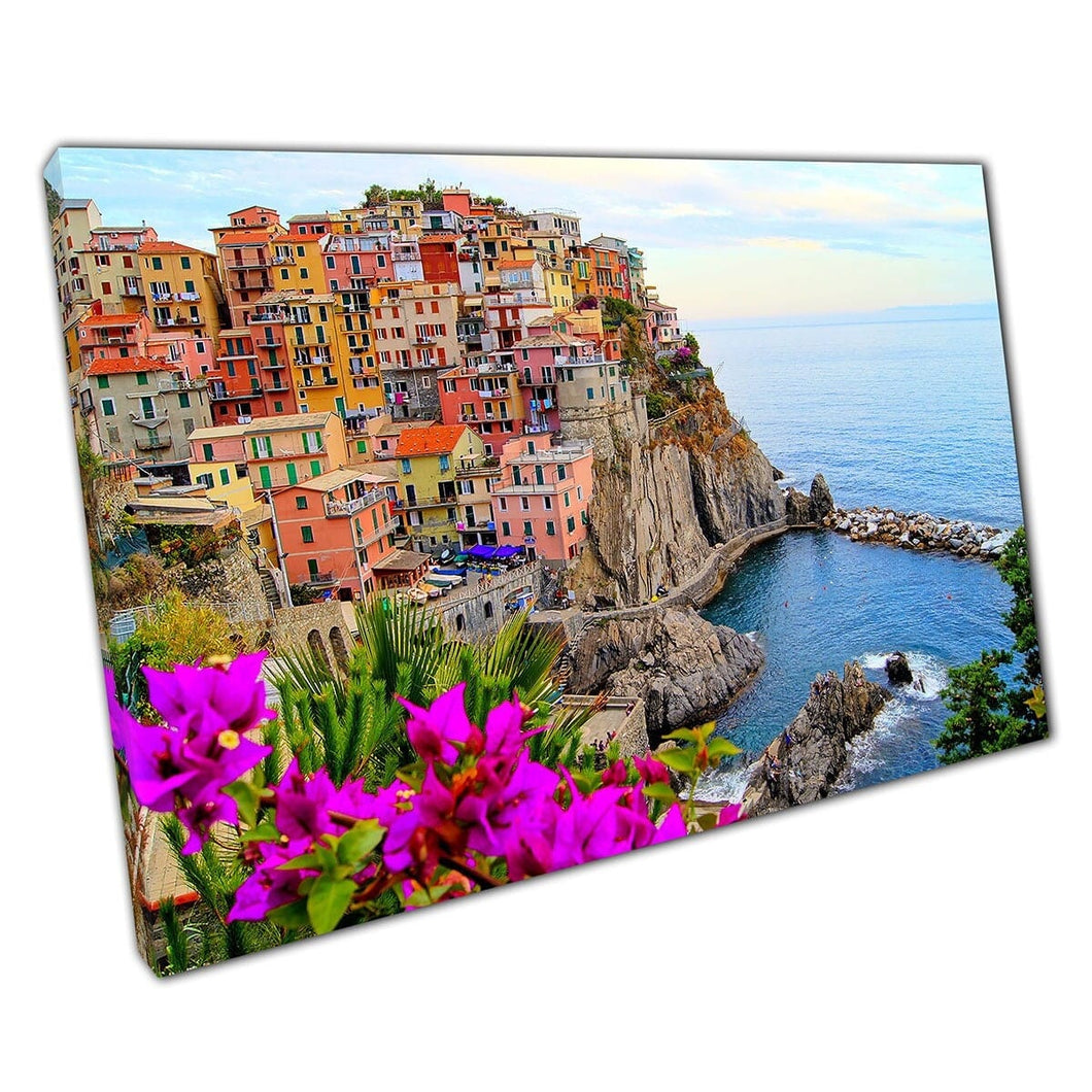 Village Of Manarola Cinque Terre Coast Of Italy Wall Art Print On Canvas Mounted Canvas print
