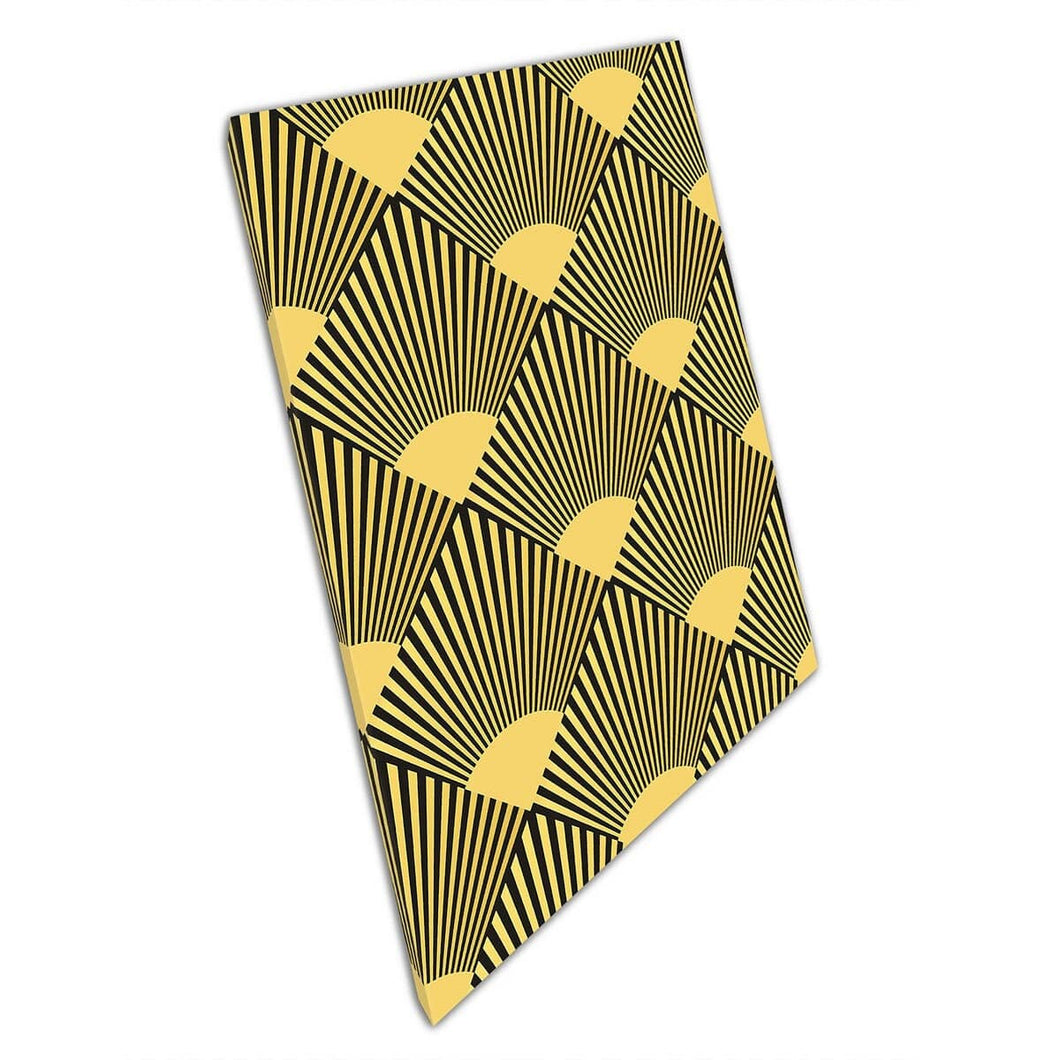 Art Deco 1920's Gold And Black Angular Sunburst Seamless Print Pattern Wall Art Print On Canvas Mounted Canvas print