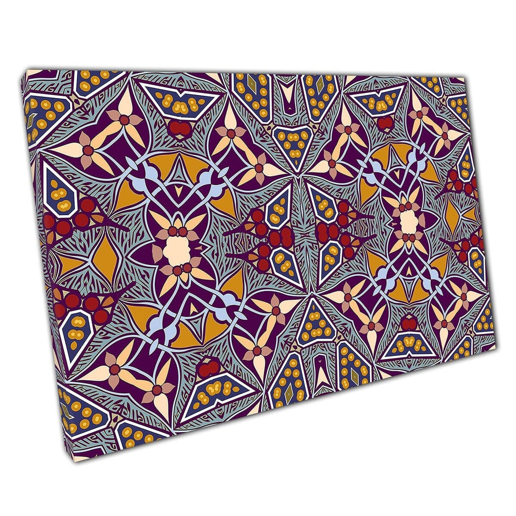 Kleurrijk abstract Marokkaans patroon caleidoscoop geïnspireerde muurkunstafdruk op canvas gemonteerde canvas print