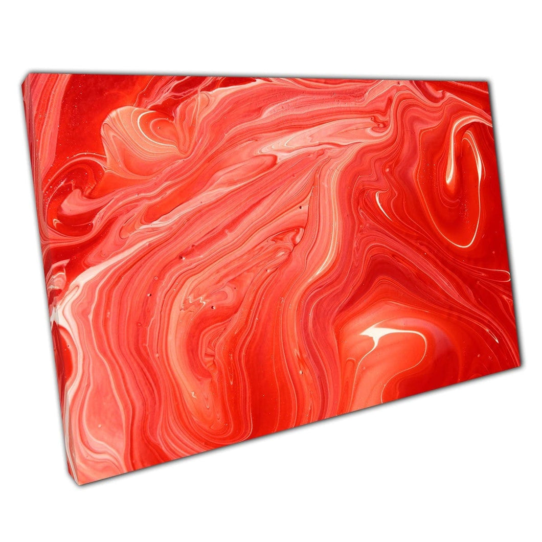 Ink Paint Marbling Technique Free Flowing Swirling Fluid Abstract Deep Rich Red White Wall Art Print On Canvas Mounted Canvas print