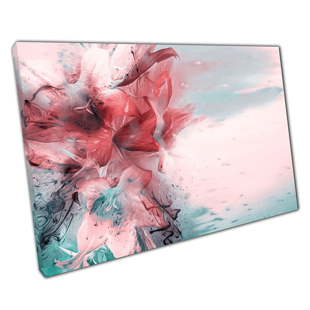 Abstract Artistic Watery Delicate Lilly Bouquet Interpretation Contemporary Floral Wall Art Print On Canvas Mounted Canvas print