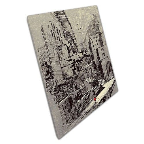 Afdrukken op Canvas Sci Fi City Street Canvas Wall Art Gereed om afdrukken op te hangen Canvas Print
