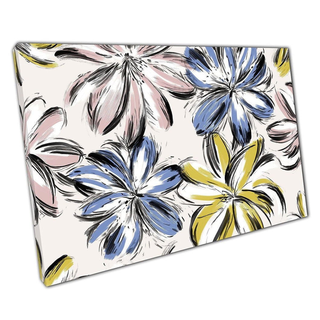 Elegante chique pastelkleurige schaduw gekleurde bloemen bloemen abstract eigentijdse moderne muurkunstafdruk op canvas gemonteerde canvas print