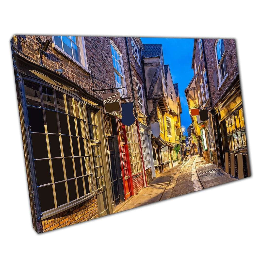 Street Alley in the Shambles at Sunset York England Wall Art Print su tela Monted Canvas Stampa