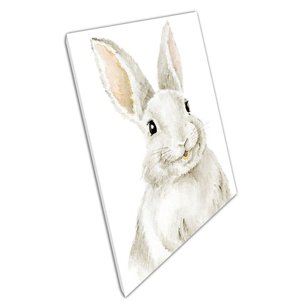 Leuke witte bosboerderij Bunny konijn waterverfmuurwand kunst print op canvas gemonteerde canvas print