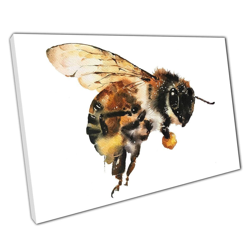 WaterColor Flying Bee che tiene la pittura da miele dipinta di tela art stampato su tela di tela montata