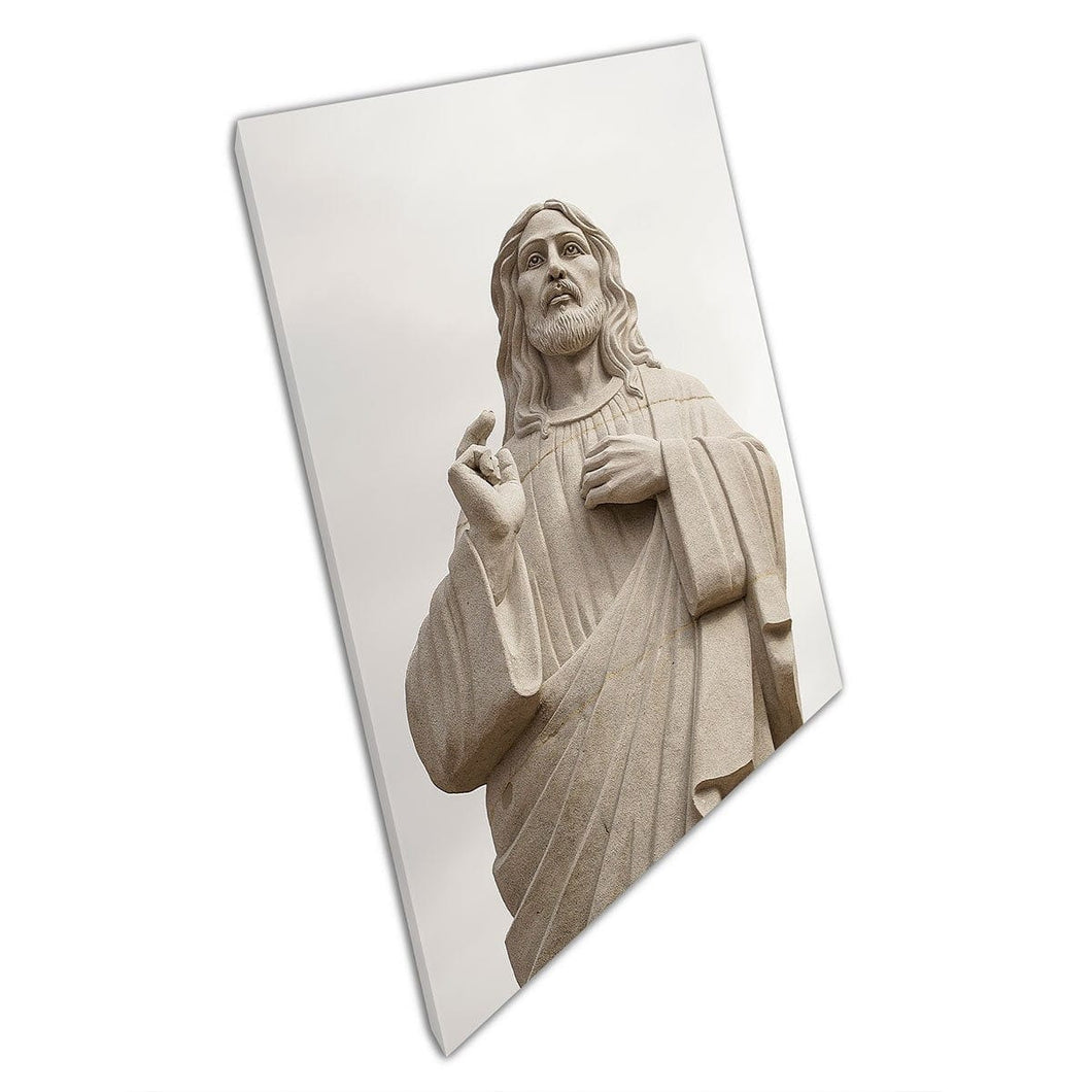 Graniet gesneden zegen Christus standbeeld tarcal Hongarije religieuze figuur figuur Jezus wall art print op canvas gemonteerde canvas print