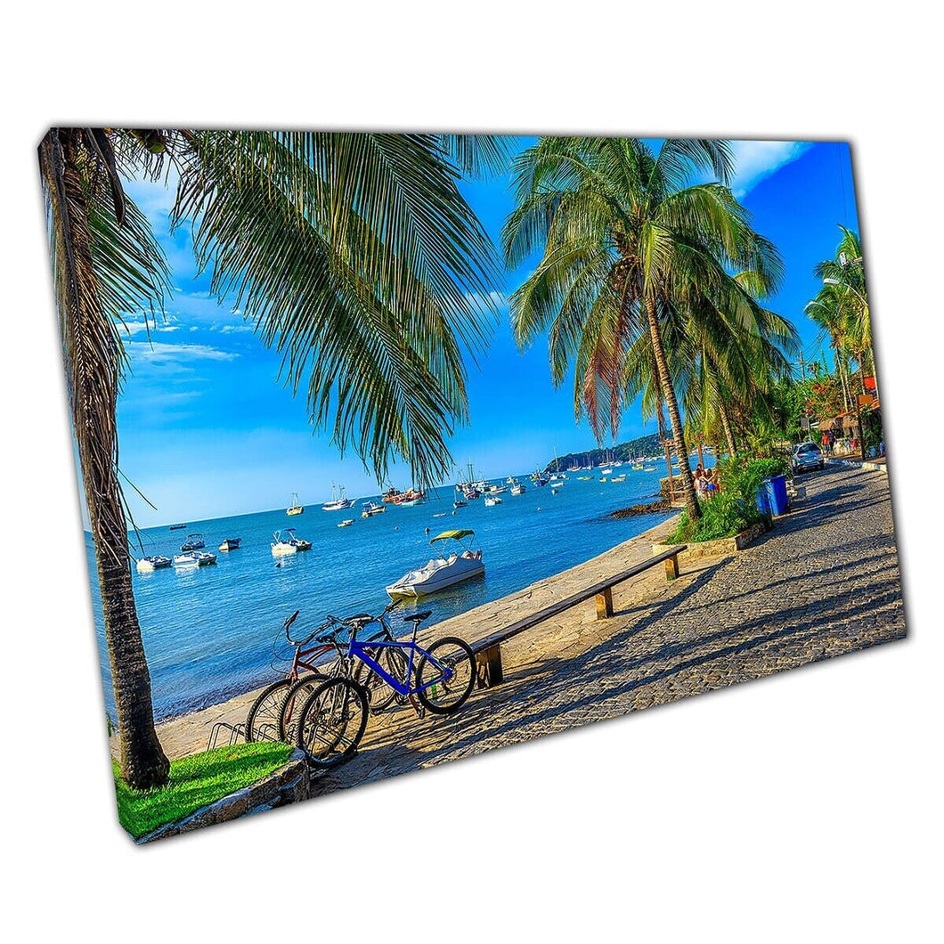 Exotische zeedacape fotografie van Brigitte Bardot in Buzios Rio de Janerio Brazilië Wall Art Print op canvas gemonteerd canvas print