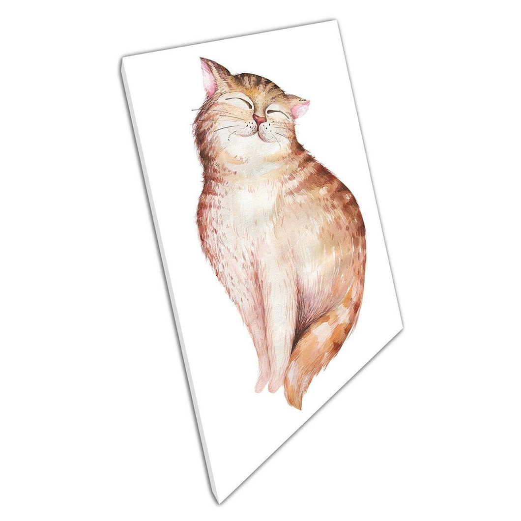 Schattige aquarel kat karakter illustratie muur kunst print op canvas gemonteerde canvas print